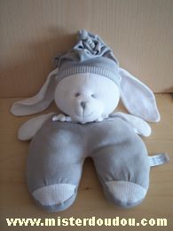 Doudou Lapin Anna club plush Blanc gris Boite à musique dans la tête se déclanche quand on tire sur le bonnet.