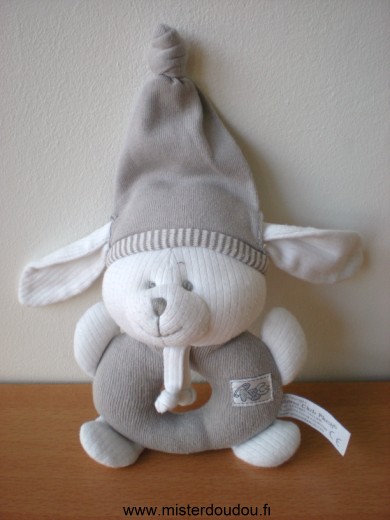 Doudou Lapin Anna club plush Gris blanc Tissus un peu bouloché