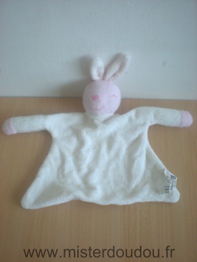 Doudou Lapin Auchan Blanc rose 