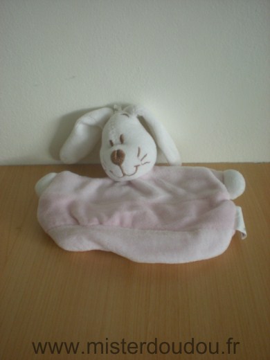 Doudou Lapin Auchan Rose blanc 