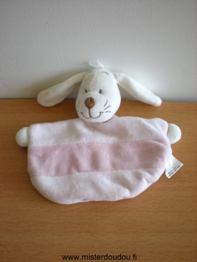 Doudou Lapin Auchan Rose blanc 