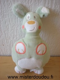 Doudou Lapin Auchan Vert blanc 