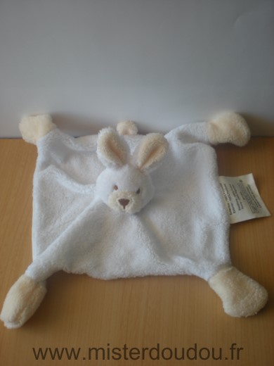 Doudou Lapin Babou Blanc jaune 