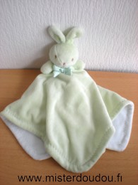 Doudou Lapin Baby baby Vert dessus blanc dessou 