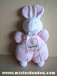 Doudou Lapin Baby dior Rose blanc avec brodé un ours dans une barque et baby dior 