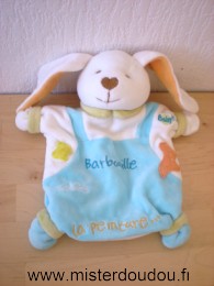 Doudou Lapin Baby nat Barbouille peintre bleu blanc 