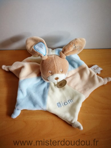 Doudou Lapin Baby nat Beige bleu blanc miam etoile 