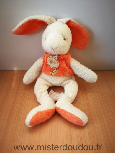 Doudou Lapin Baby nat Beige tshirt orange 