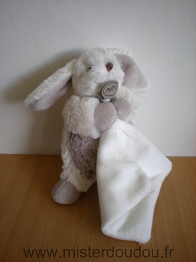 JACADI SOS DOUDOU LAPIN GRIS MOUCHOIR BLANC