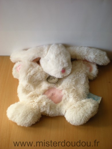 Doudou Lapin Baby nat Blanc rose 