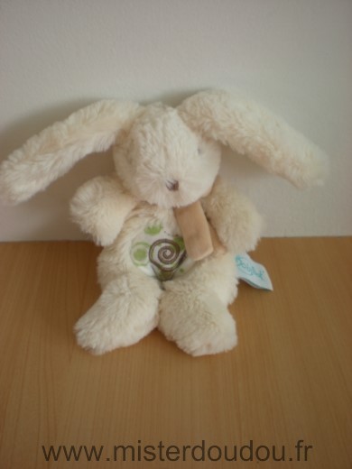 Doudou Lapin Baby nat Ecr echarpe beige spirale marron 