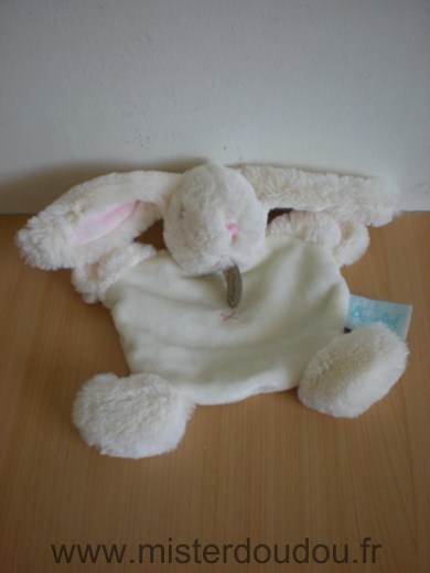 Doudou Lapin Baby nat Ecru blanc rose 