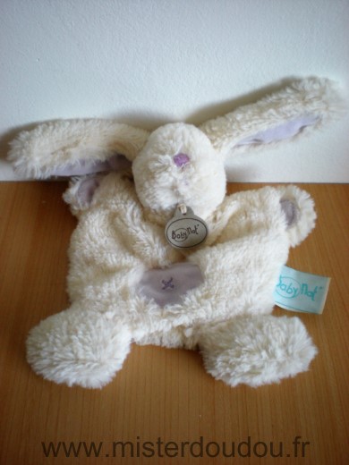 Doudou Lapin Baby nat Ecru mauve 