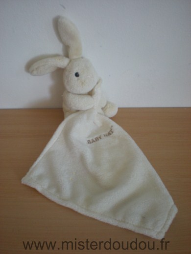 Doudou Lapin Baby nat Ecru mouchoir ecru 