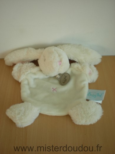 Doudou Lapin Baby nat Ecru rose 