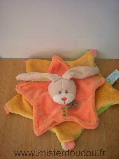 Doudou Lapin Baby nat Jaune orange vert 