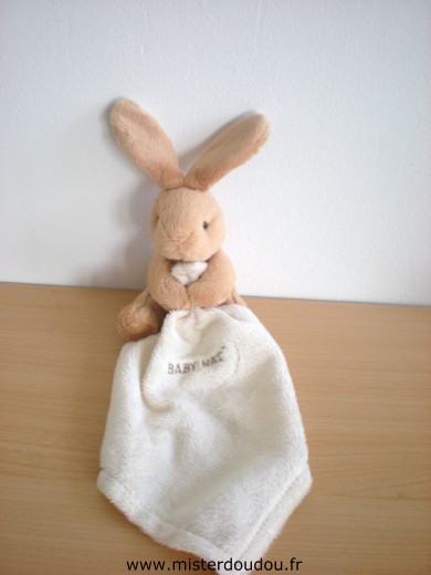 Doudou lapin beige et blanc tenant un mouchoir - BN3521 Baby Nat