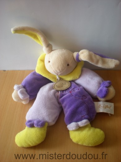 Doudou Lapin Baby nat Mauve violet jaune 