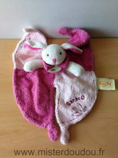 Doudou Lapin Baby nat Rose blanc bamboo 