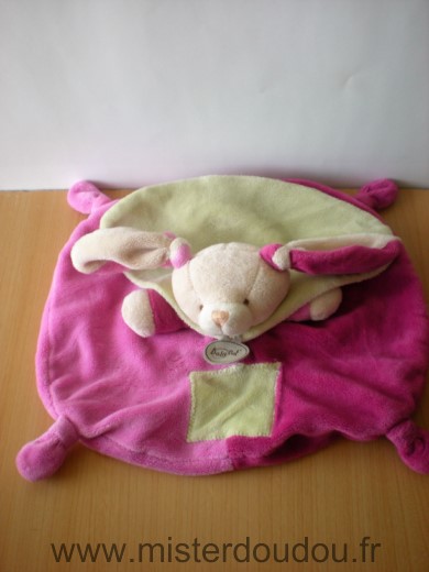 Doudou Lapin Baby nat Rose blanc vert 