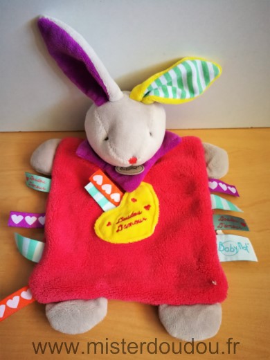 Doudou Lapin Baby nat Rose coeur jaune doudou d amour etiquettes 