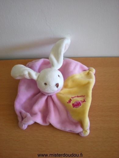 Doudou Lapin Baby nat Rose jaune les bonbons Petit modèle