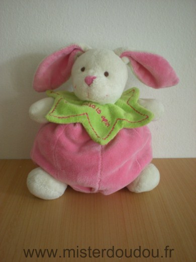 Doudou Lapin Baby nat Rose vert 