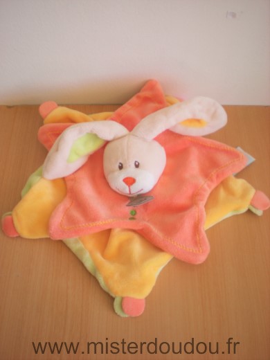 Doudou Lapin Baby nat Stellou orange jaune vert 