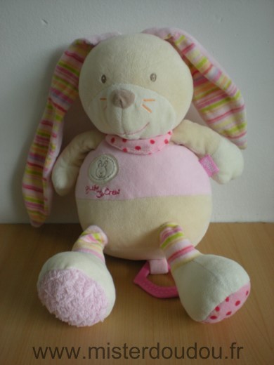 Doudou Lapin Baby sun Beige rose bubbly crew 