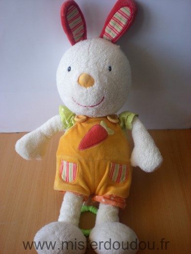 Doudou Lapin Baby sun Blanc orange carotte 