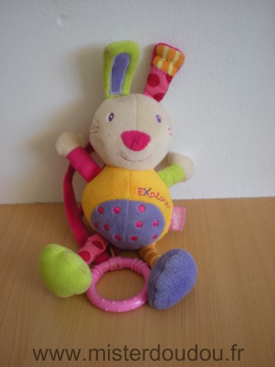 Doudou Lapin Baby sun Explorer jaune violet rise vert La boite a musique fonctionne mal