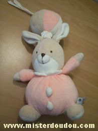 Doudou Lapin Baby sun Rose beige blanc 