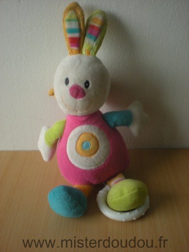 Doudou Lapin Baby sun Rose vert bleu 