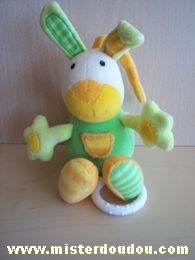 Doudou Lapin Baby sun Vert orange blanc Musical