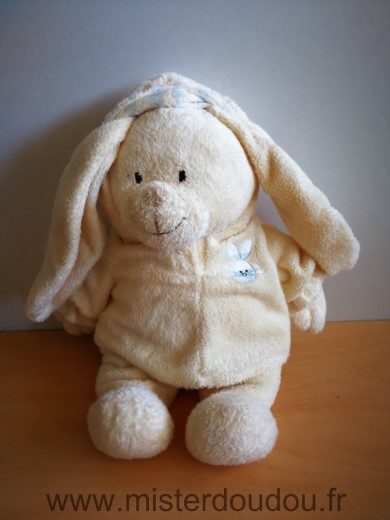 Doudou Lapin Babyclub Beige capuche tete de lapin 