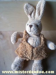 Peluche lapin BUKOWSKI beige noeud marron 40 cm - SOS doudou