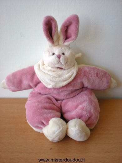 Doudou Lapin Barbara bukowski Rose devant  écru derrière 