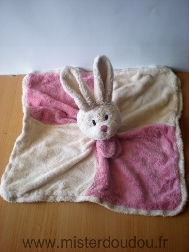 Doudou Lapin Barbara bukowski Rose ecru dessous blanc 