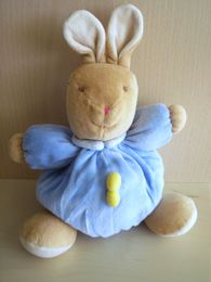 Doudou Lapin Bawi Bleu beige 