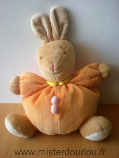 Doudou Lapin Bawi Orange Tres bon etat general sauf une tache sous les fesses non partie au lavage