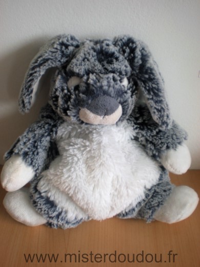 Doudou Lapin Bébérêve Peluche gris blanc 