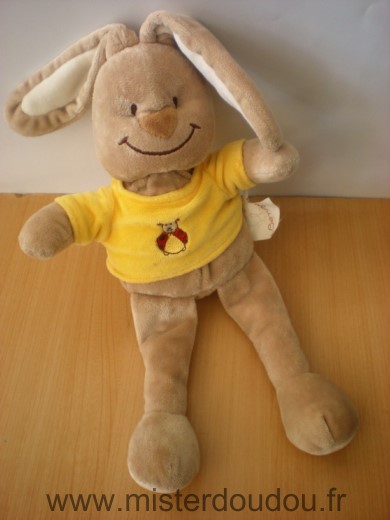 Doudou Lapin Bengy Beige jaune 