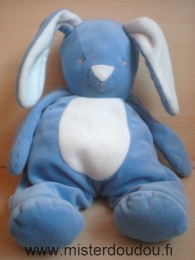 Doudou Lapin Bengy Bleu blanc Etiquette de la marque effacée