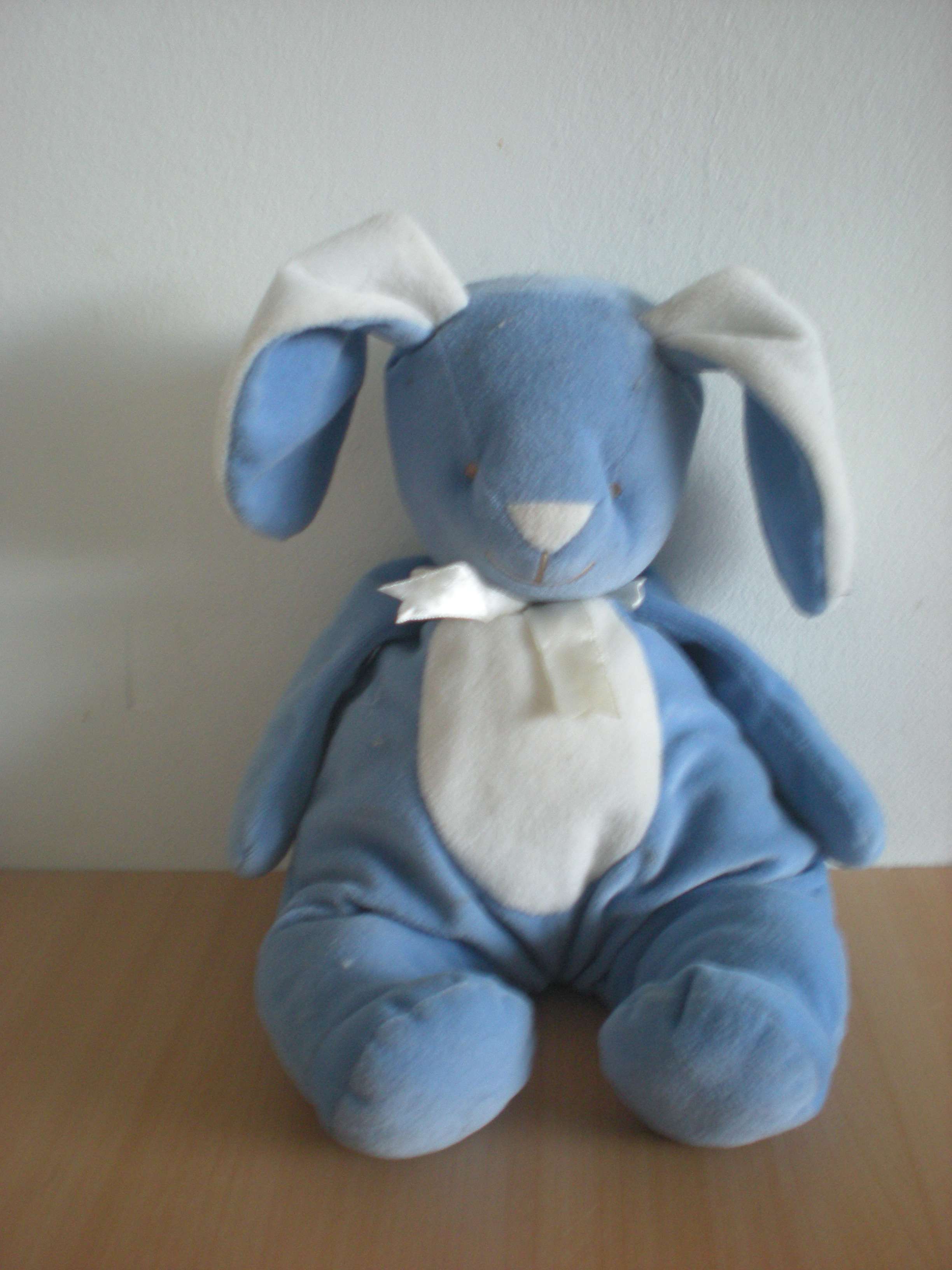 Doudou Lapin Bengy Bleu blanc 