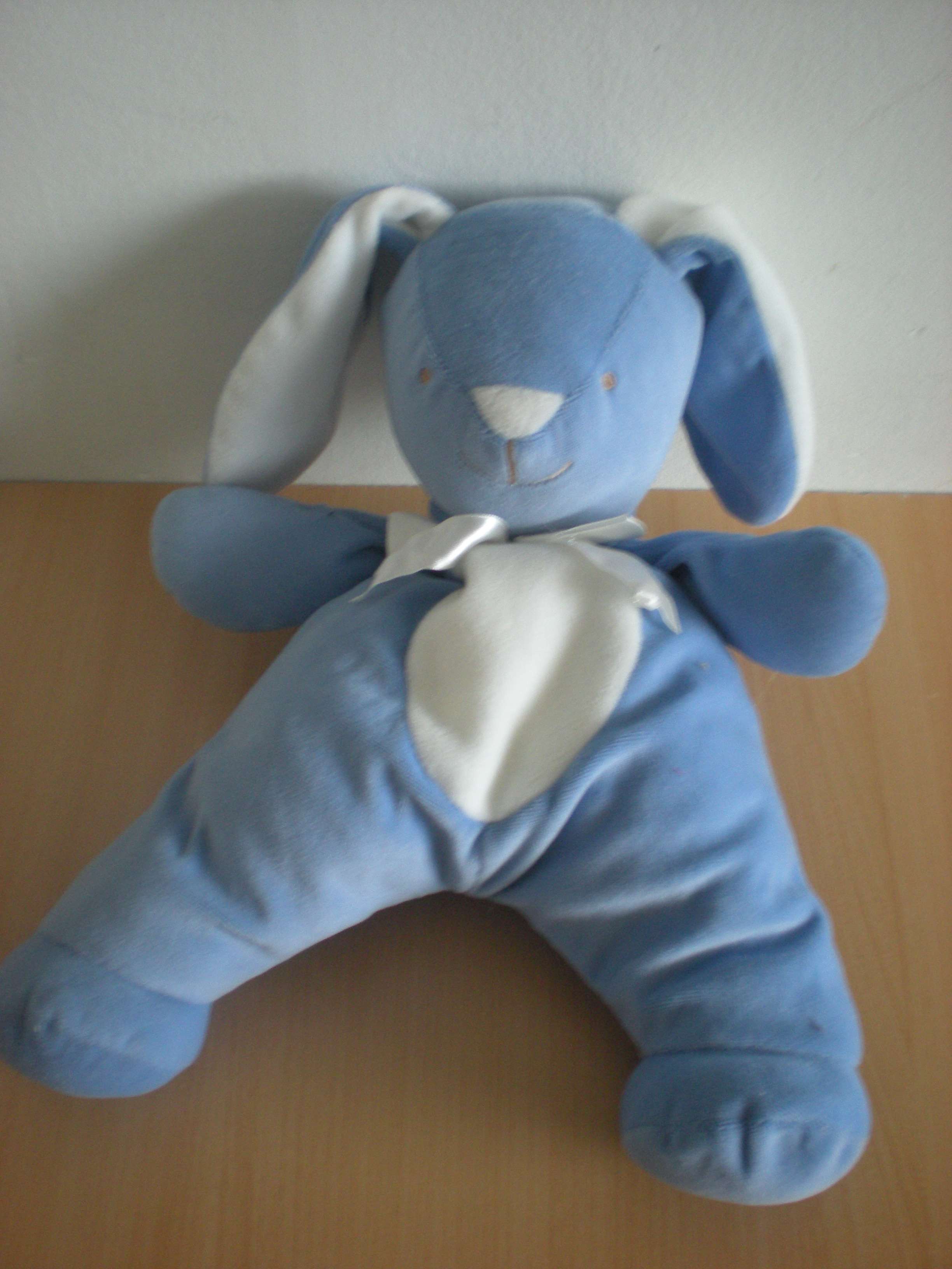 Doudou Lapin Bengy Bleu blanc 