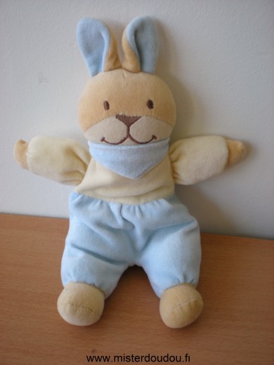 Doudou Lapin Bengy Bleu jaune 