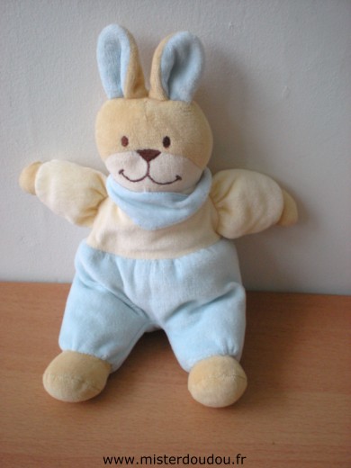 Doudou Lapin Bengy Bleu jaune 