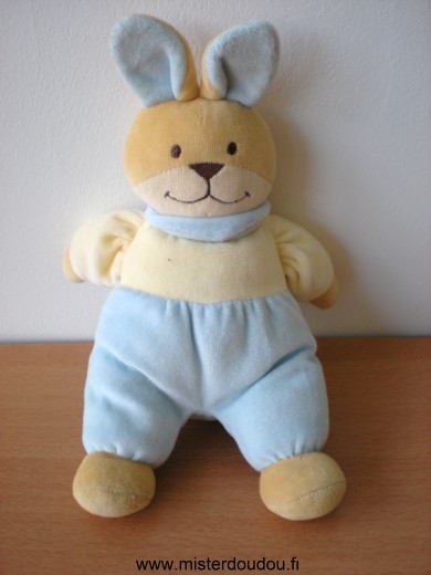 Doudou Lapin Bengy Jaune bleu 