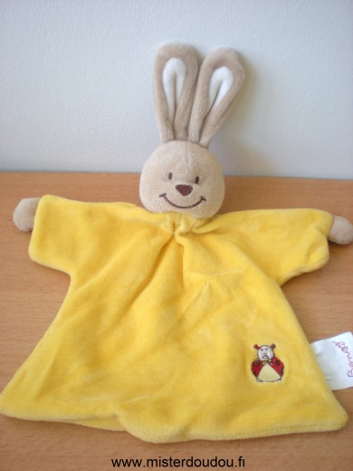 Doudou Lapin Bengy Jaune coccinelle rouge 