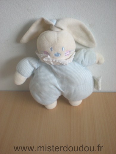 Doudou Lapin Bengy Rayé bleu blanc 